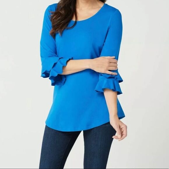 Isaac Mizrahi Live! Knit Tunic with Spiral Ruffle Sleeves - Picture 1 of 3